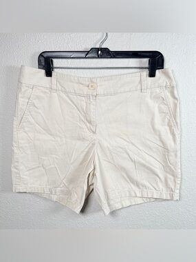 LOFT Cream Mid-Rise Cotton Shorts